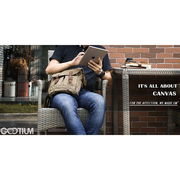 Lightweight Canvas Crossbody Messenger Bag - Exquisite Vintage Purse, 9.8" Size - Picture 8 of 8